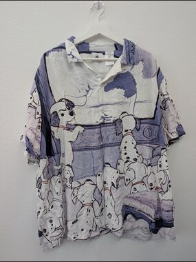 Walt Disney World 101 Dalmatians Blue & White Button Down Shirt 3XL